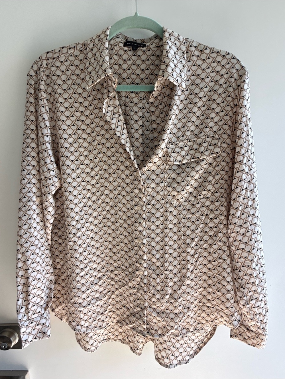 Ivory Black and Gold Geometric Print blouse